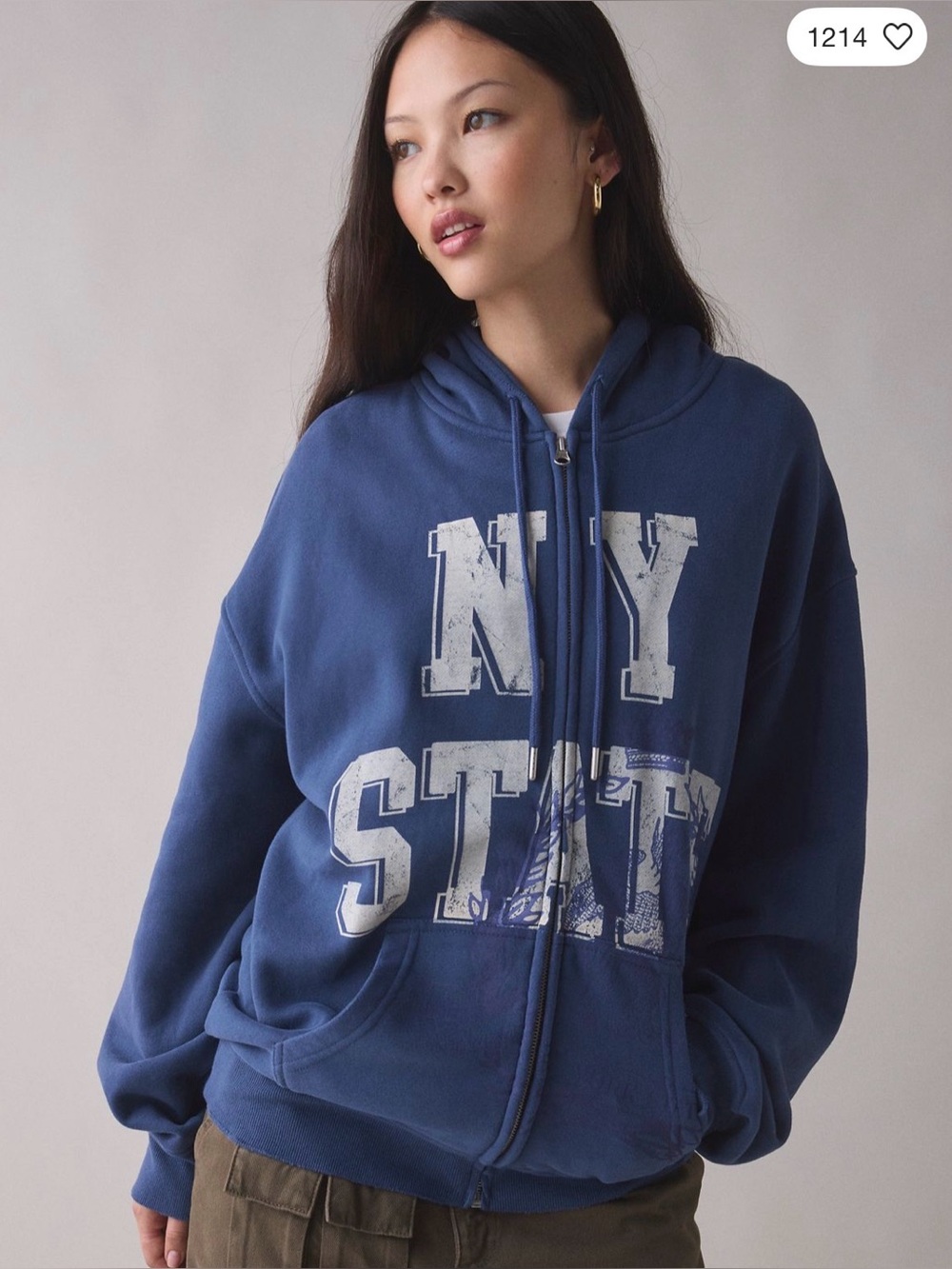 Urban Outfitters BDG Dusty prep state oversized zip up hoodie. NWT.
